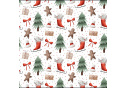Christmas cotton fabric, by the meter, width 160 cm, pattern Christmas on White 18