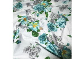 Cotton Fabric Flowers on White