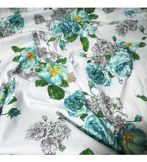 Cotton fabric 100% cotton, 125 g/m², width 160 cm, flowers on white