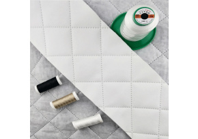 Eco-leather color White quilted with ultrasound, faux leather by the meter