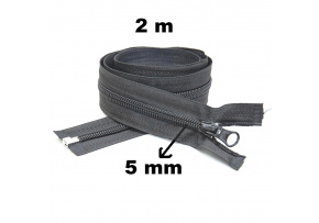 Spiral Zipper Detachable Graphite 5 mm length 200 cm