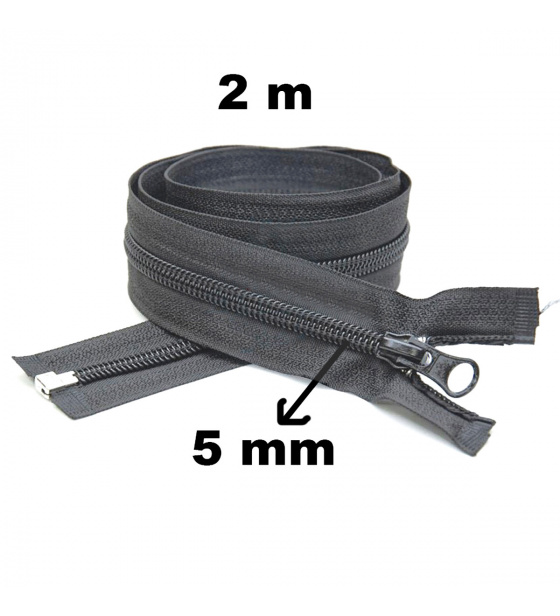 Spiral Zipper Detachable Graphite 5 mm length 200 cm