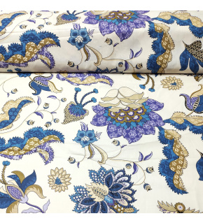 Cotton fabric 100% cotton, 125 g/m², width 160 cm, white-purple pattern
