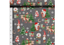 Christmas cotton fabric, by the meter, width 160 cm, Snowman on Grey
