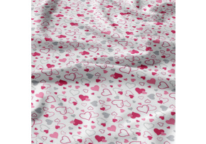 Decorative cotton fabric, by the meter, Valentine's Pink on White