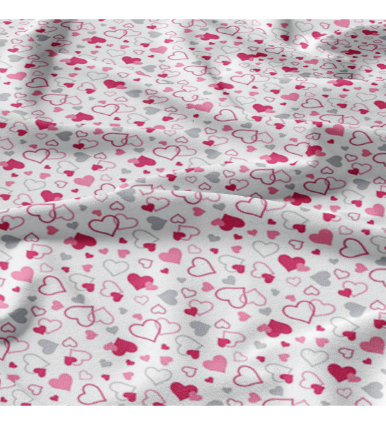 Decorative cotton fabric, by the meter, Valentine's Pink on White