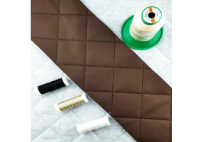 Eco-leather color Brown quilted with ultrasound, faux leather by the meter