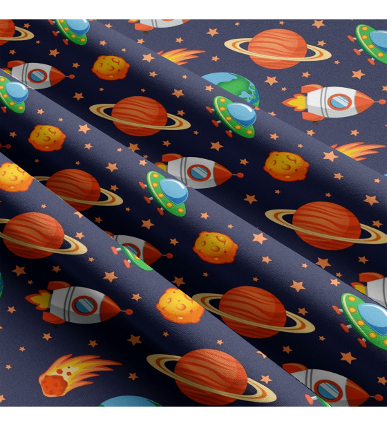 Cotton fabric Space on blue