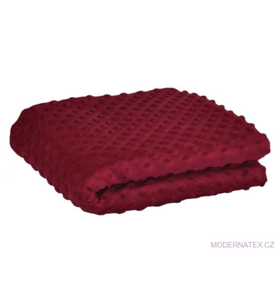 Minky dot fabric, 380 g/m², width 160 cm, by the meter, burgundy