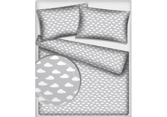 Látka bavlněná vzor mrak bílý na šedem