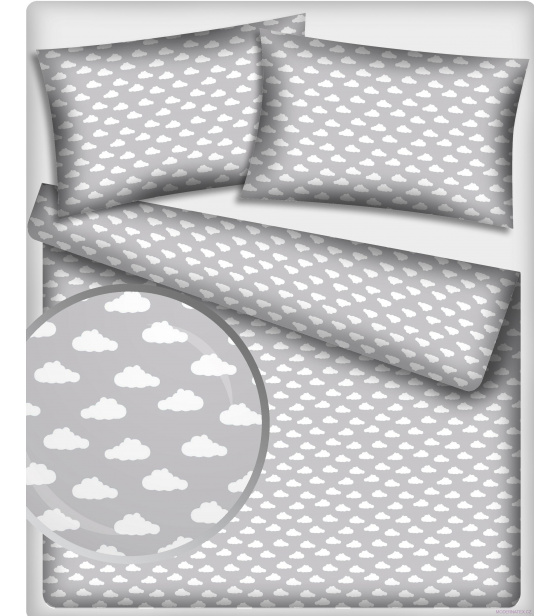 Látka bavlněná vzor mrak bílý na šedem