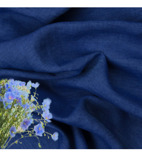 Natural linen fabric Julia, dark blue, 154 gr/m2