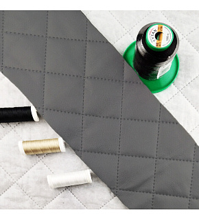 Ultrasonically quilted eco-leather, graphite color, 1.45 m x 0.4 m