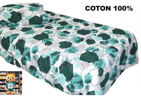 Crepe bedding with zipper, Emerald color, 140x200 cm