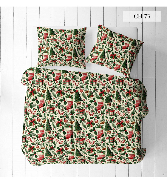 Christmas cotton fabric, sold by the meter, width 160 cm, Christmas on White pattern