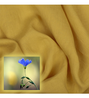 Natural linen fabric Oskar, Mustard, 230 gr/m2