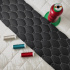 Eco-leather GEO color black quilted with white threads, faux leather by the meter