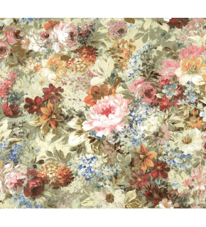 Velvet upholstery fabrics, by the meter. Flower Garden on Beige