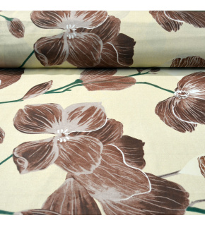 Cotton fabric 100% cotton, 125 g/m², width 160 cm, flowers on yellow