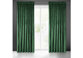 Decorative velvet curtain with pleating tape DARK GREEN 140x270 cm Decorative velvet curtain with pleating tape DARK GREEN 140x270 cm