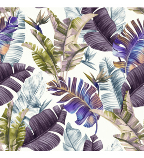 Velvet upholstery fabrics with print, Colorful leaves on White