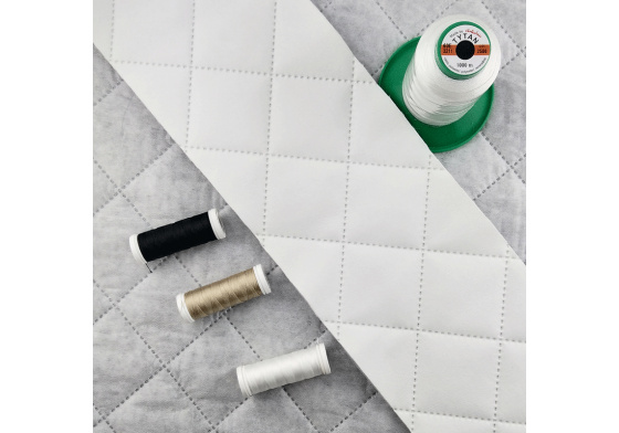 Eco-leather color white quilted 1.45 m x 0.3 m