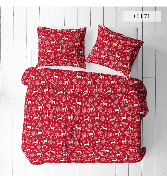 Christmas cotton fabric, by the meter, width 160 cm, Christmas motif on Red