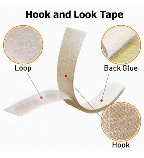 Beige adhesive hook and loop tape 25 mm