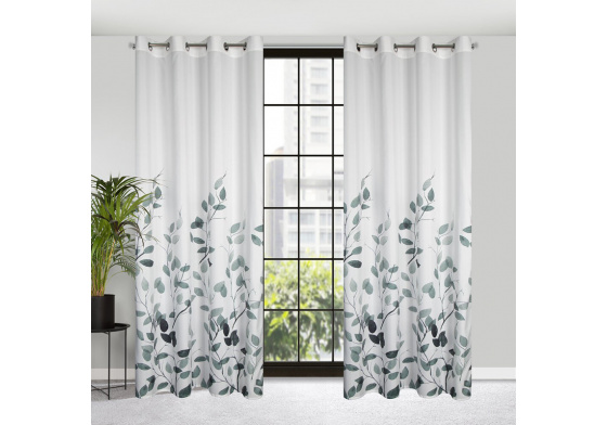 Rideaux motifs Marika couleur blanche 140 x 250 cm