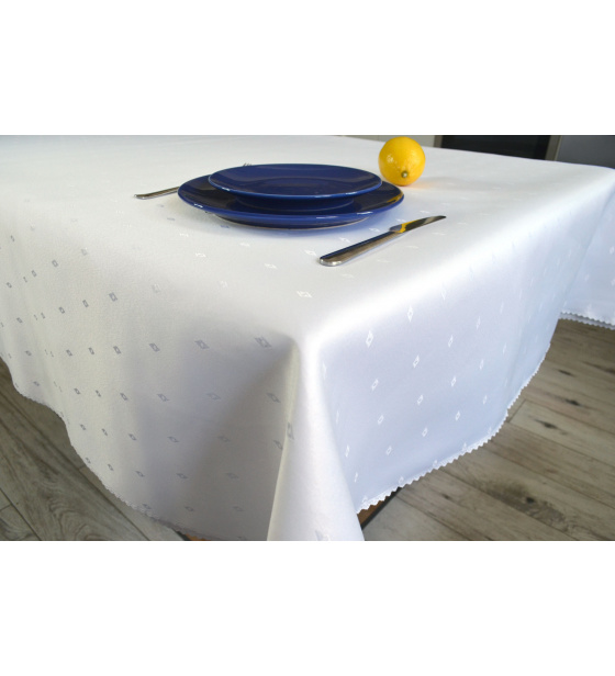 Water-repellent tablecloth Rhombe, 110x160 cm color White, stain-resistant