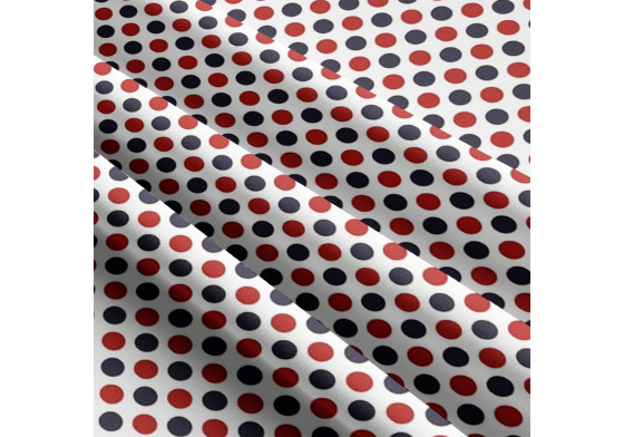 Children's cotton fabrics, by the meter. Dot 22 mm, Garnet and Red on White
