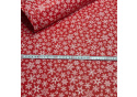 Christmas cotton fabric, by the meter, width 160 cm, White Snowflakes on Red