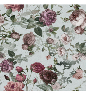 Velvet upholstery fabrics with print. Flowers on Pale Mint