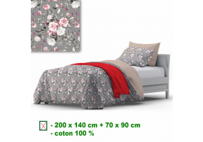 Cotton duvet cover with zipper, color Gray, 140x200 cm Cotton duvet cover with zipper, color Gray, 140x200 cm
