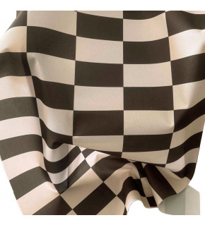 Outdoor fabric Pergola (Oxford), 200 g/m², width 160 cm, beige-chocolate checkerboard 5x10 cm