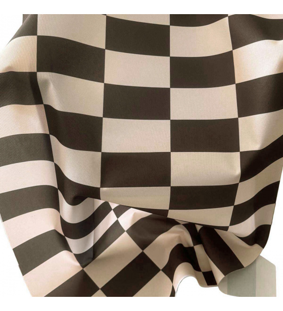 Venkovní látka na zahradní lehátka a houpací sítě, Béžovo-Hnědá Šachovnice, 5x10 cm