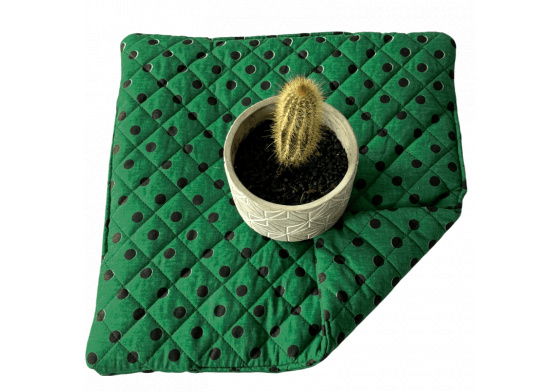 Seat Cushion 40x40x2cm Dot Black on Green