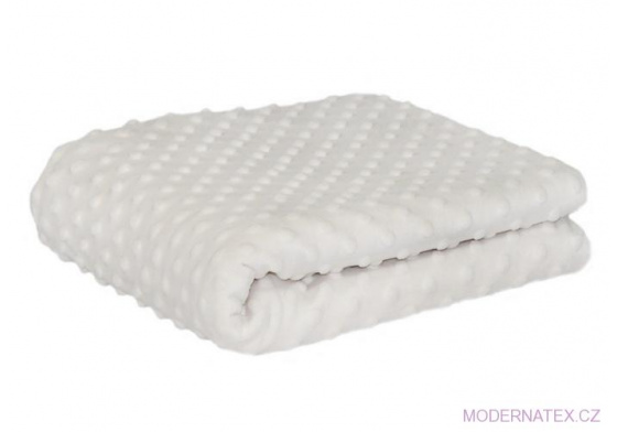 Minky 380 látky mikroplyš puntík  barva bílá