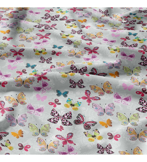 Cotton fabrics, by the meter. Butterflies on the Gray