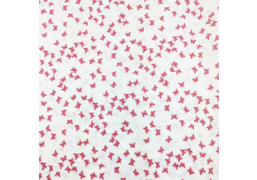 Percale cotton fabrics. Red Butterflies on White