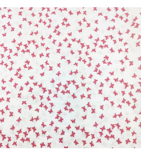 Percale cotton fabrics. Red Butterflies on White
