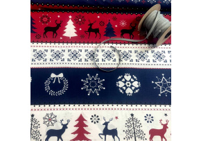 Christmas cotton fabric, by the meter, width 160 cm, Scandinavian Blue motif