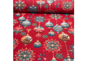 Christmas cotton fabric, by the meter, width 160 cm, Christmas Toys on Red Christmas cotton fabric, by the meter, width 160 cm, Christmas Toys on Red