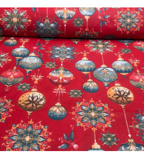 Christmas cotton fabric, by the meter, width 160 cm, Christmas Toys on Red