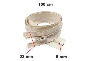 Spiral Zipper Detachable Beige 5 mm length 100 cm