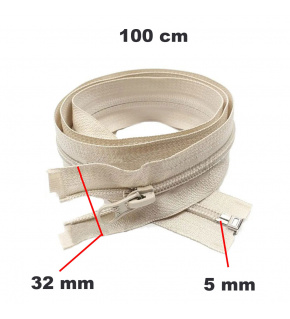 Spiral Zipper Detachable Beige 5 mm length 100 cm