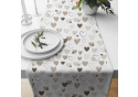 Decorative cotton fabric, by the meter, Brown Hearts on White