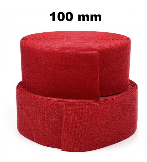 Sew-on Velcro Hook and Loop Set Red 100 mm x 25 m