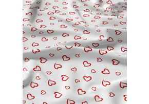 Decorative cotton fabric, by the meter, Red Hearts on White
