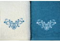 Set of Terry Towels 2 pcs 70x140 cm, color Turquoise and Ecru